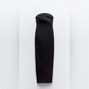 Zara strapless midi denim dress